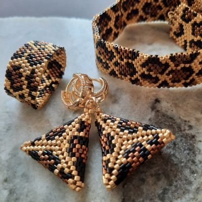 مجموعة تصميم جلد النمر الذهبى من خرز الميوكى