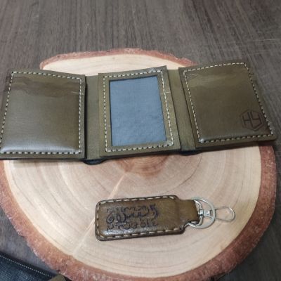 Trifold natural leather wallet for man 💚