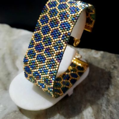 مجموعة خلية النحل باللون الأزرق المموج من خرز الميوكى