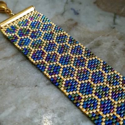 مجموعة خلية النحل باللون الأزرق المموج من خرز الميوكى