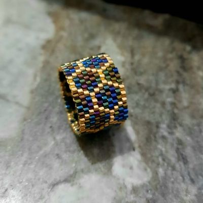 مجموعة خلية النحل باللون الأزرق المموج من خرز الميوكى