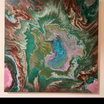 سكب اكريليك علي كانفس 