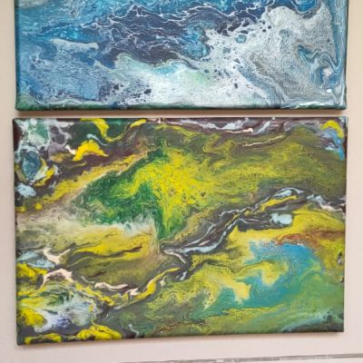 سكب اكريليك علي كانفس 