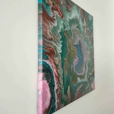 سكب اكريليك علي كانفس 