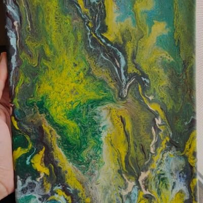 سكب اكريليك علي كانفس 