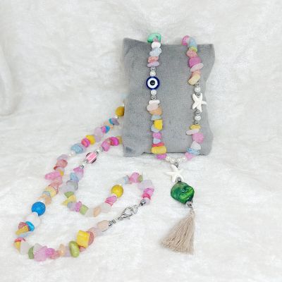 A necklace made of broken agate stones