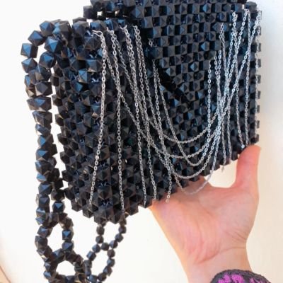 شنطة كريستال سداسى اسمر 