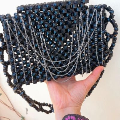 شنطة كريستال سداسى اسمر 