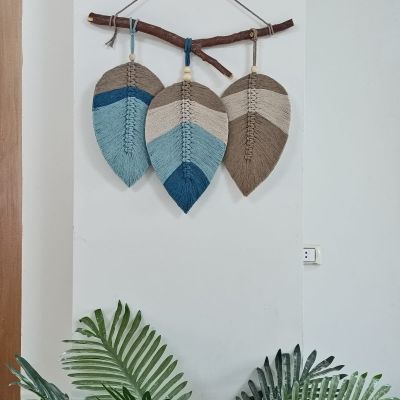 مكرمية ورق شجر للحائط 