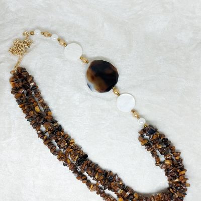 "A necklace made of tiger stones.