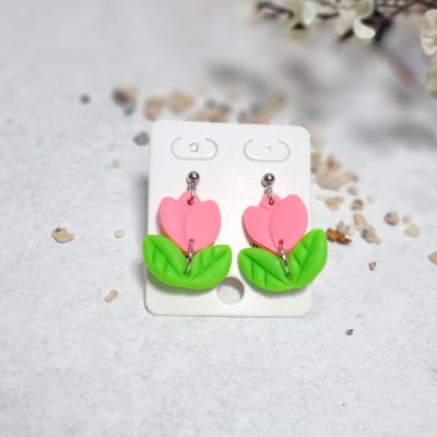 حلق زهرة توليب من البوليمر كلاي 