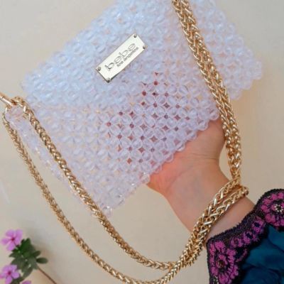 شنطة كريستال شفاف مدور