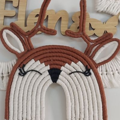 Macrame cloud with name & deer face