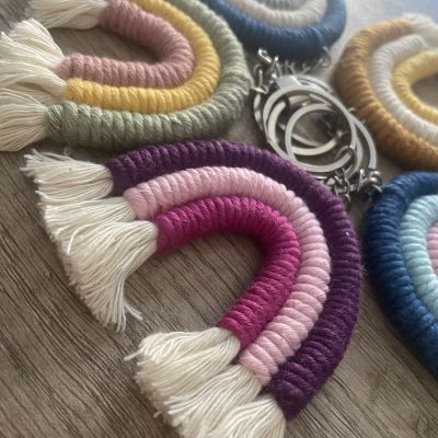 Rainbow macrame keychain