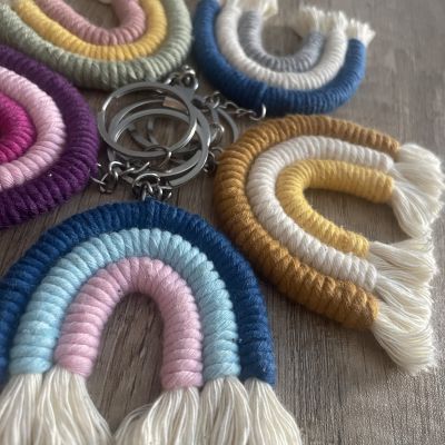 Rainbow macrame keychain