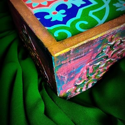 طقم كوستر ديكوباج يدوي الصنع مع علبة