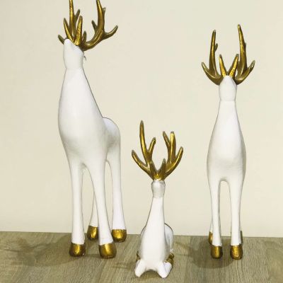 طقم ديكور غزال ثلاثي بوليستر