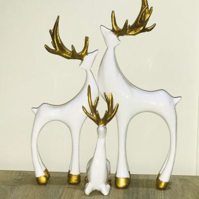 طقم ديكور غزال ثلاثي بوليستر