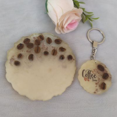 Coffee Beans Resin Coaster and Medallion Set