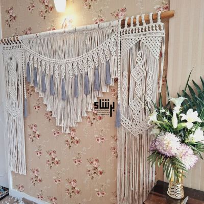 ستارة مكرمية للباب أو النافذة ، مقسم للغرفة  مصنوعة يدويًا