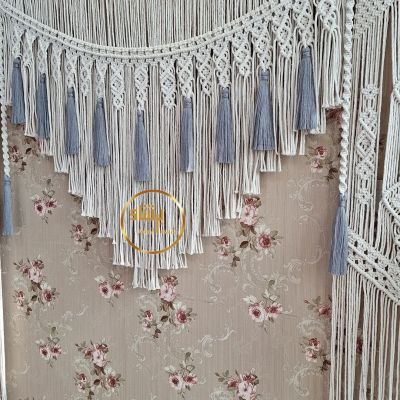 ستارة مكرمية للباب أو النافذة ، مقسم للغرفة  مصنوعة يدويًا