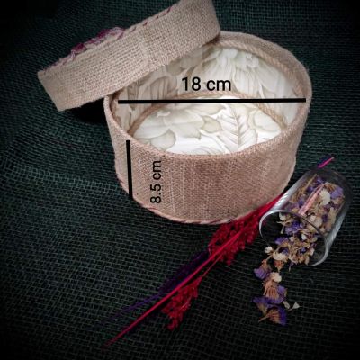 صندوق هدايا دائرى خيش مطرز 