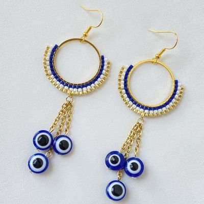 Evil Eye Earrings & Necklace ( SET )
