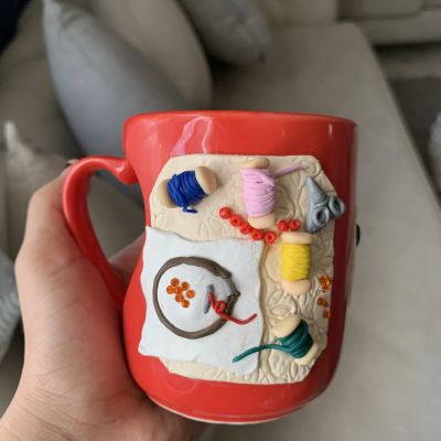 مج صلصال حراري صناعه يدويا 