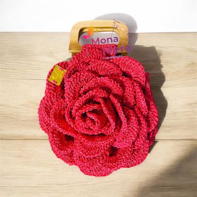 شنطة الوردة بخيوط الرافيا 