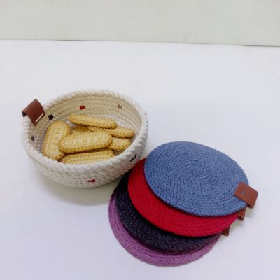 طقم كوسترات اكواب من خيوط قطن 