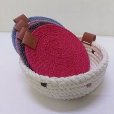 طقم كوسترات اكواب من خيوط قطن 