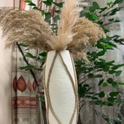 فازه زجاج مطرزه بخيوط الجوت 