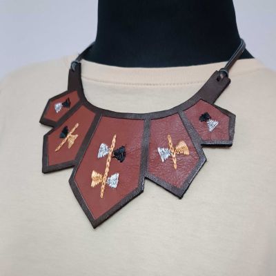 Embroidered leather Necklace