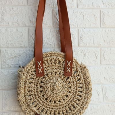 شنطه كروشيه بخيط المكرميه 