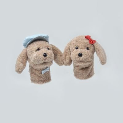 Brother and sister plush dog hand puppet set