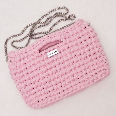 Pink crochet bag