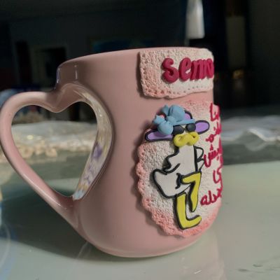 Polymer clay comic mug