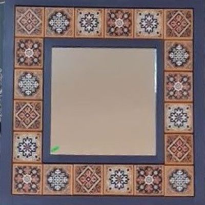 Modern wooden tableau (Moroccan tile style) with a mirror