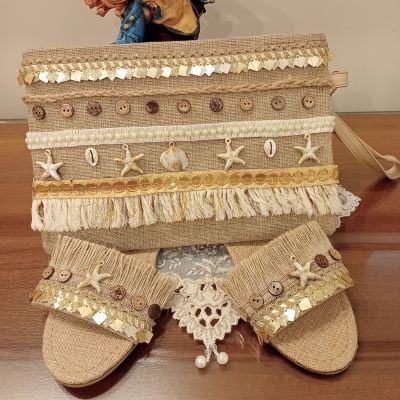 Slippers and cowboy and clutch 