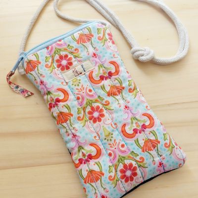 Mobile bag fabric and denim flower 