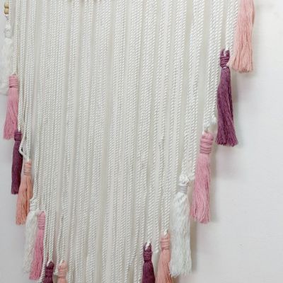  جداريه بخيط المكرميه وخرز الخشب ديكور بوهيمى