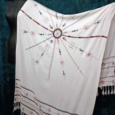 Cotton shawl- hand embroidery by Siwa women