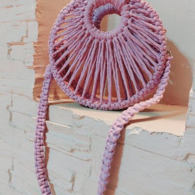 حقيبة دائرية من المكرمية متعددة الألوان –روما