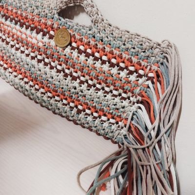  حقيبة مكرمية بأسلوب بوهيمي – كبيرة ومتعددة الألوان من روما 