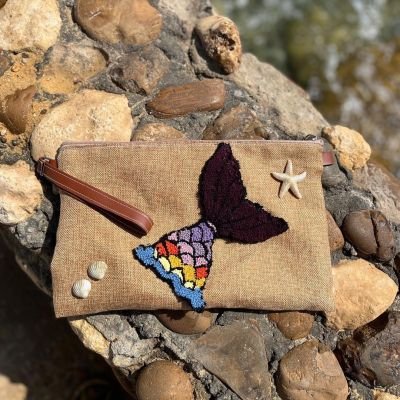 شنطه كلاتش من الخيش 