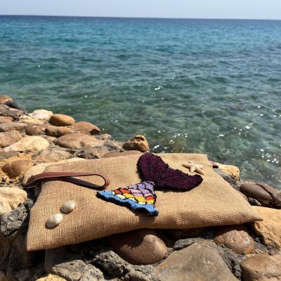 شنطه كلاتش من الخيش 