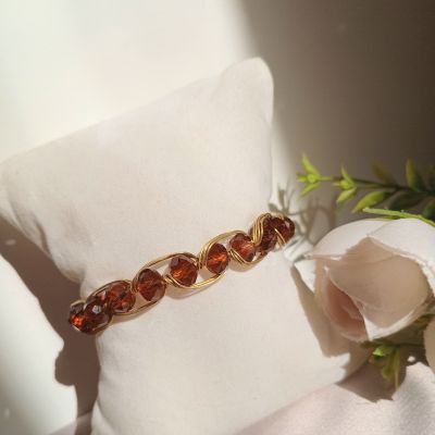 أسورة نحاس بخرز كريستال بني