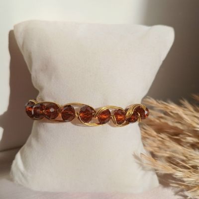 أسورة نحاس بخرز كريستال بني