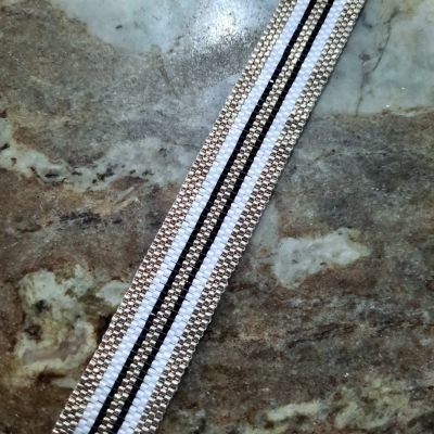 Set of black and white parallel lines of Miyuki beads