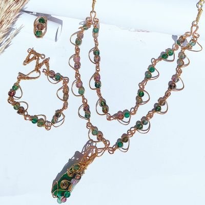 طقم عقيق ونحاس خالص